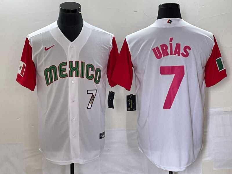 Men's Mexico Baseball #7 Julio Urias Number 2023 White Red World Classic Stitched Jersey 29,We sell and wholesale Men's Mexico Baseball #7 Julio Urias Number 2023 White Red World Classic Stitched Jersey 29 on line form chian!